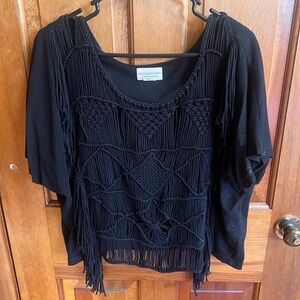 Denim & Supply Ralph Lauren | Black Macramé Fringe Tunic Top